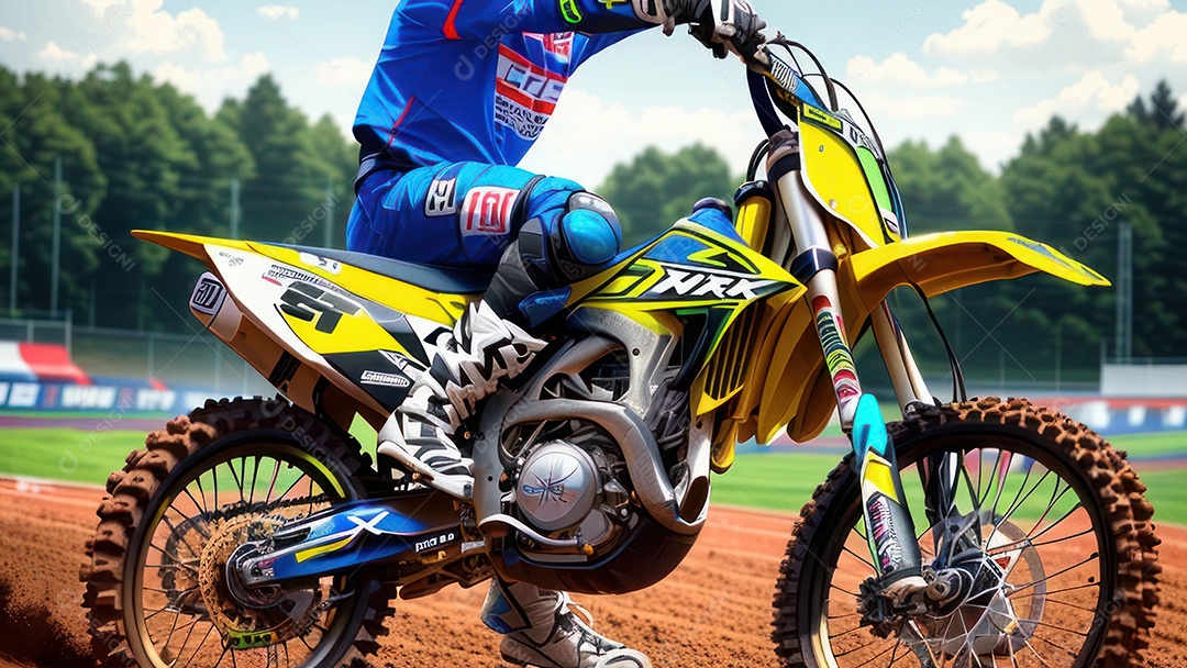 Pessoa jovem pilotando moto de motocross.