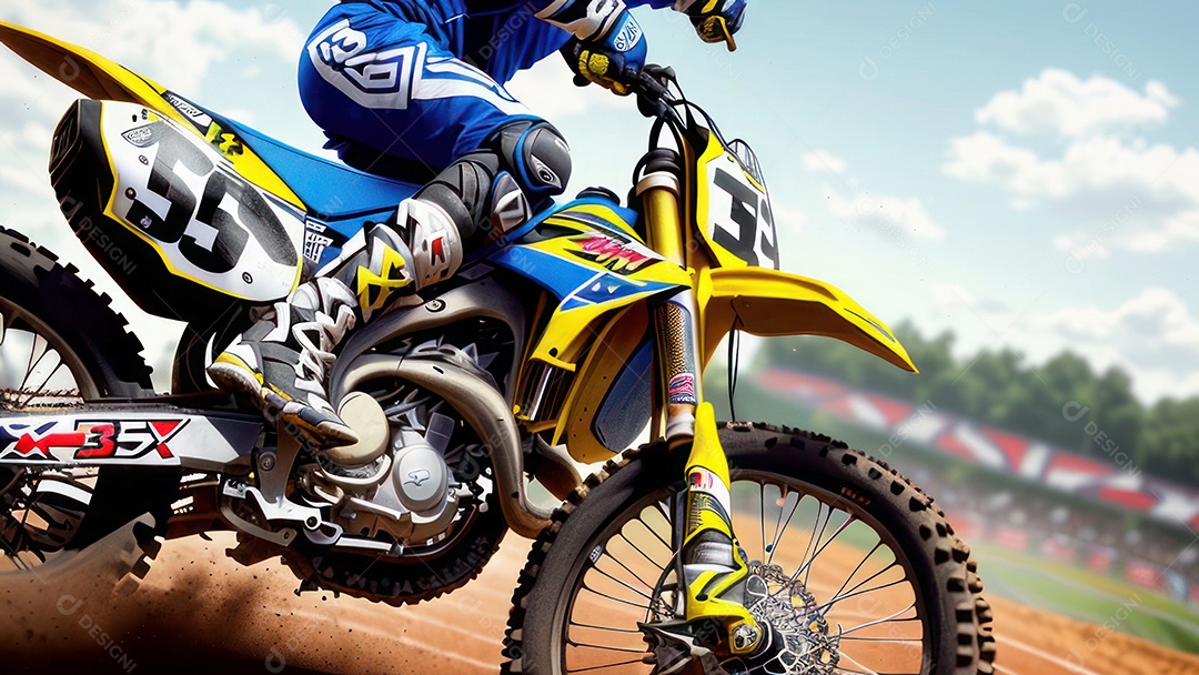 Pessoa jovem pilotando moto de motocross.