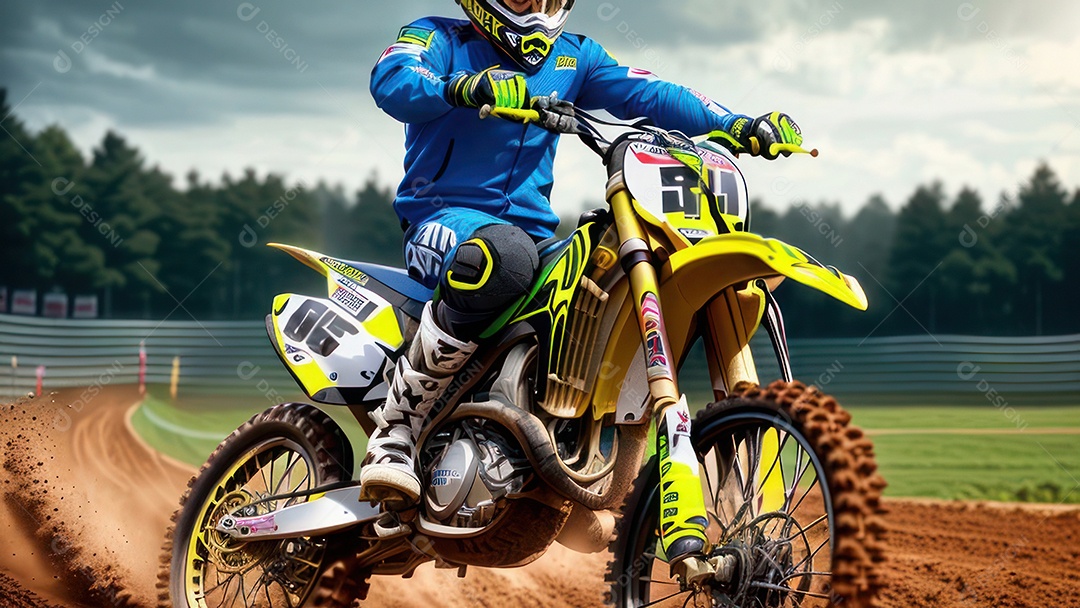 Pessoa jovem pilotando moto de motocross.