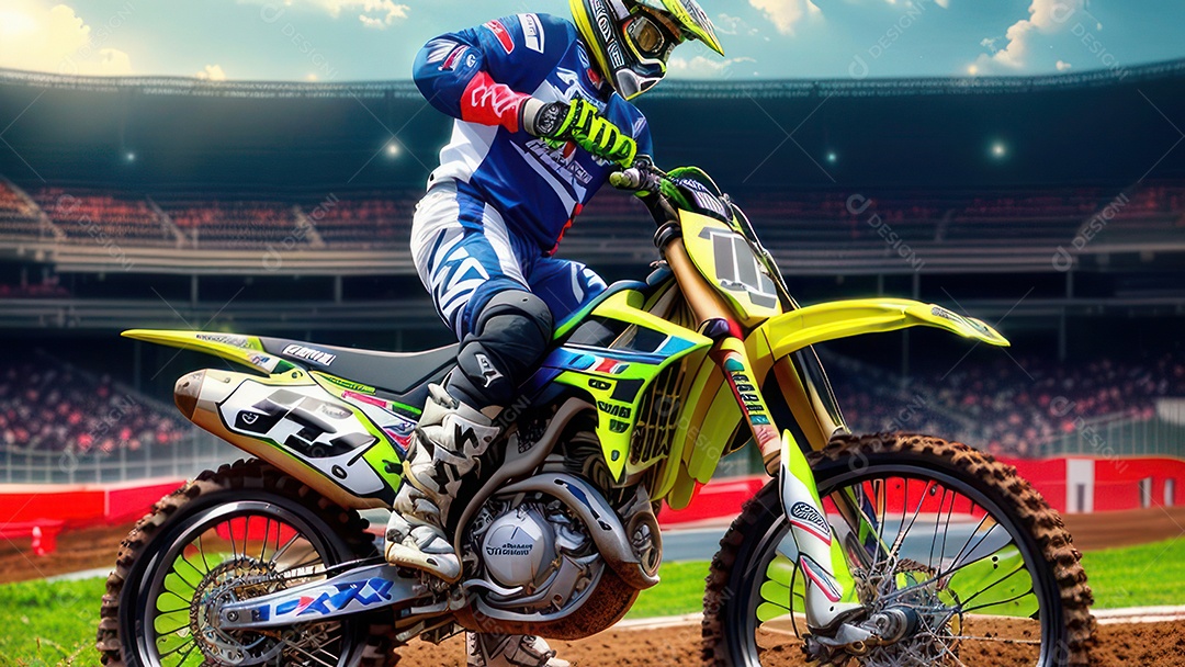 Pessoa jovem pilotando moto de motocross.