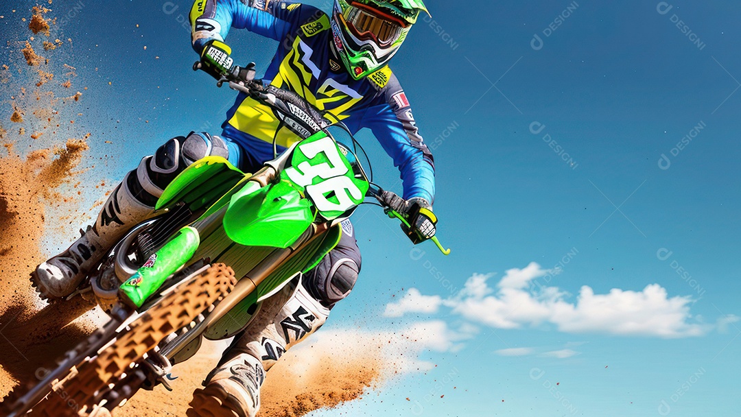 Pessoa jovem pilotando moto de motocross.