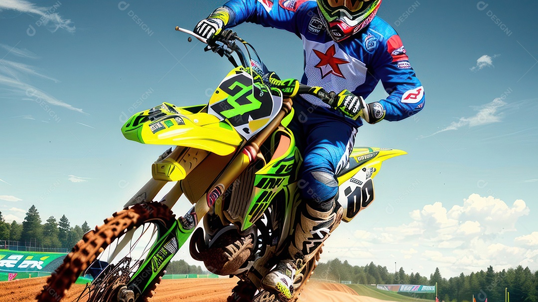 Pessoa jovem pilotando moto de motocross.