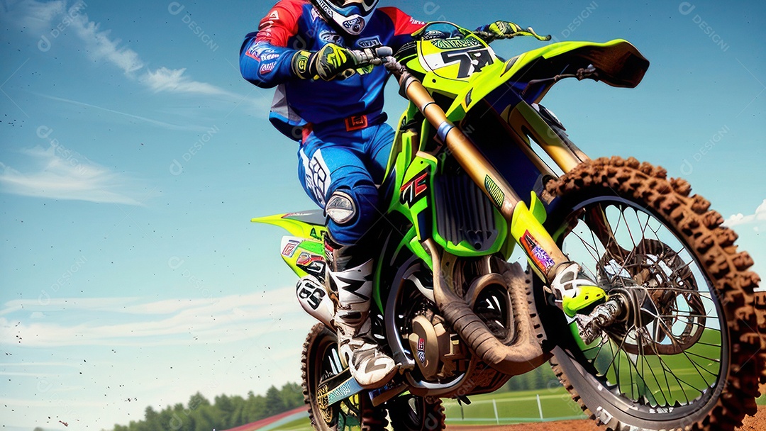 Pessoa jovem pilotando moto de motocross.