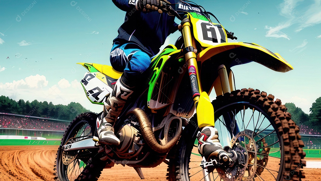 Pessoa jovem pilotando moto de motocross.