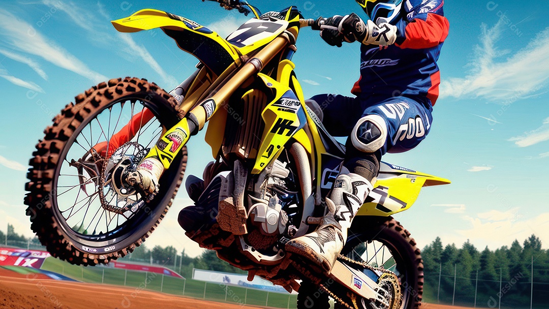 Pessoa jovem pilotando moto de motocross.