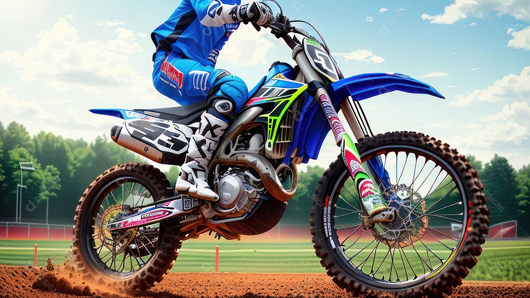 Pessoa jovem pilotando moto de motocross.