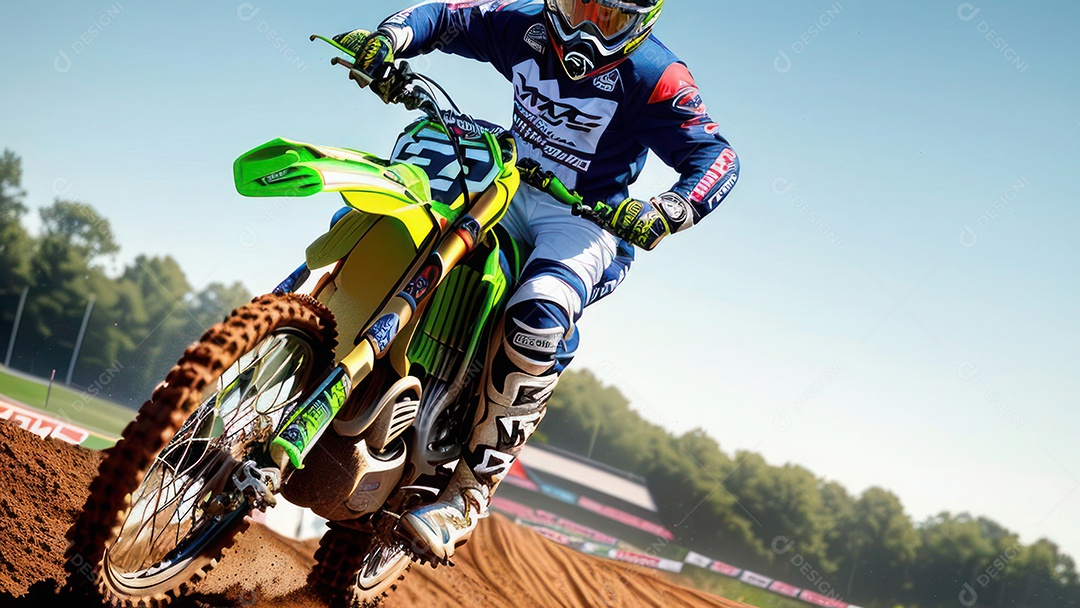 Pessoa jovem pilotando moto de motocross.