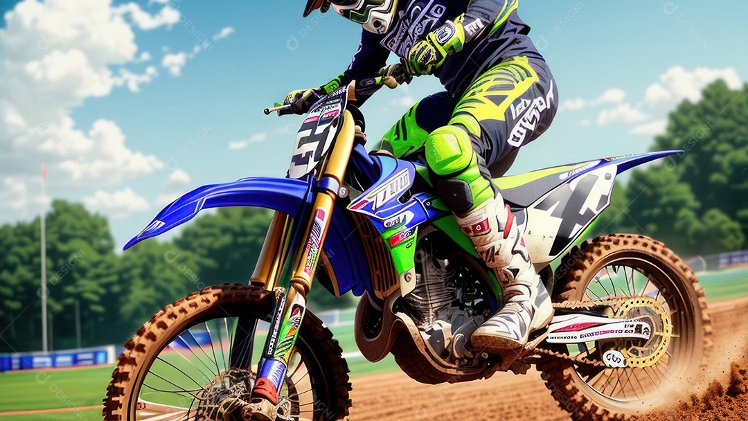 Pessoa jovem pilotando moto de motocross.