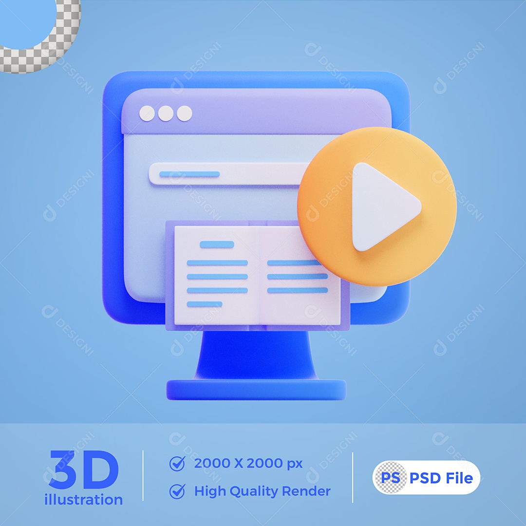 Ilustração 3D Web Pesquisa Play PSD