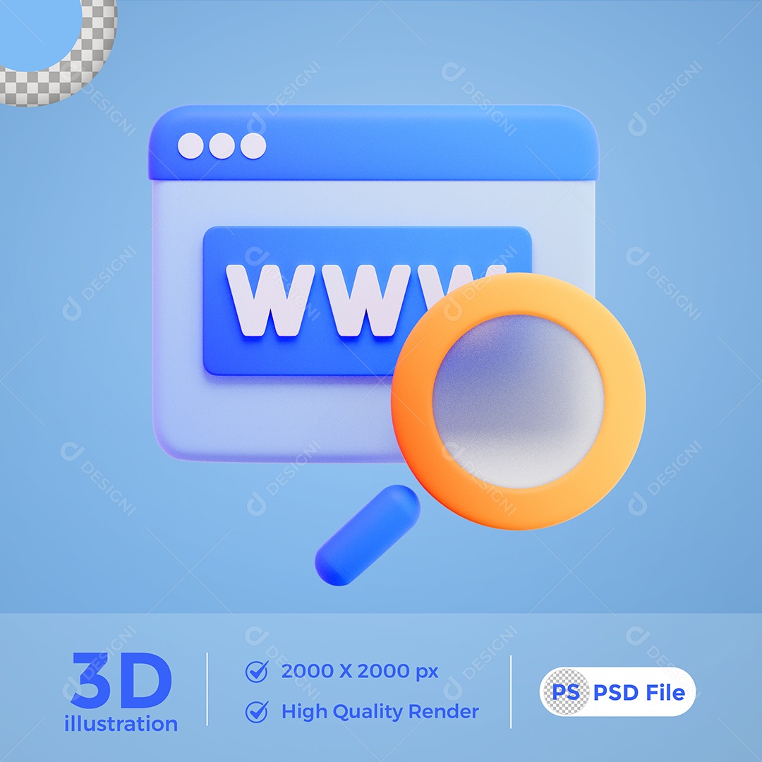 Ilustração 3D Internet Web Pesquisa PSD