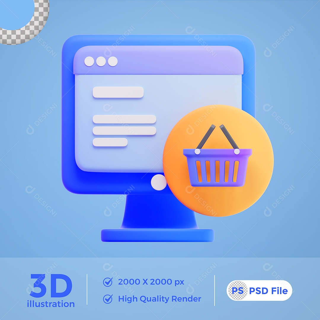 Ilustração 3D Web Cesta De Arquivos PSD