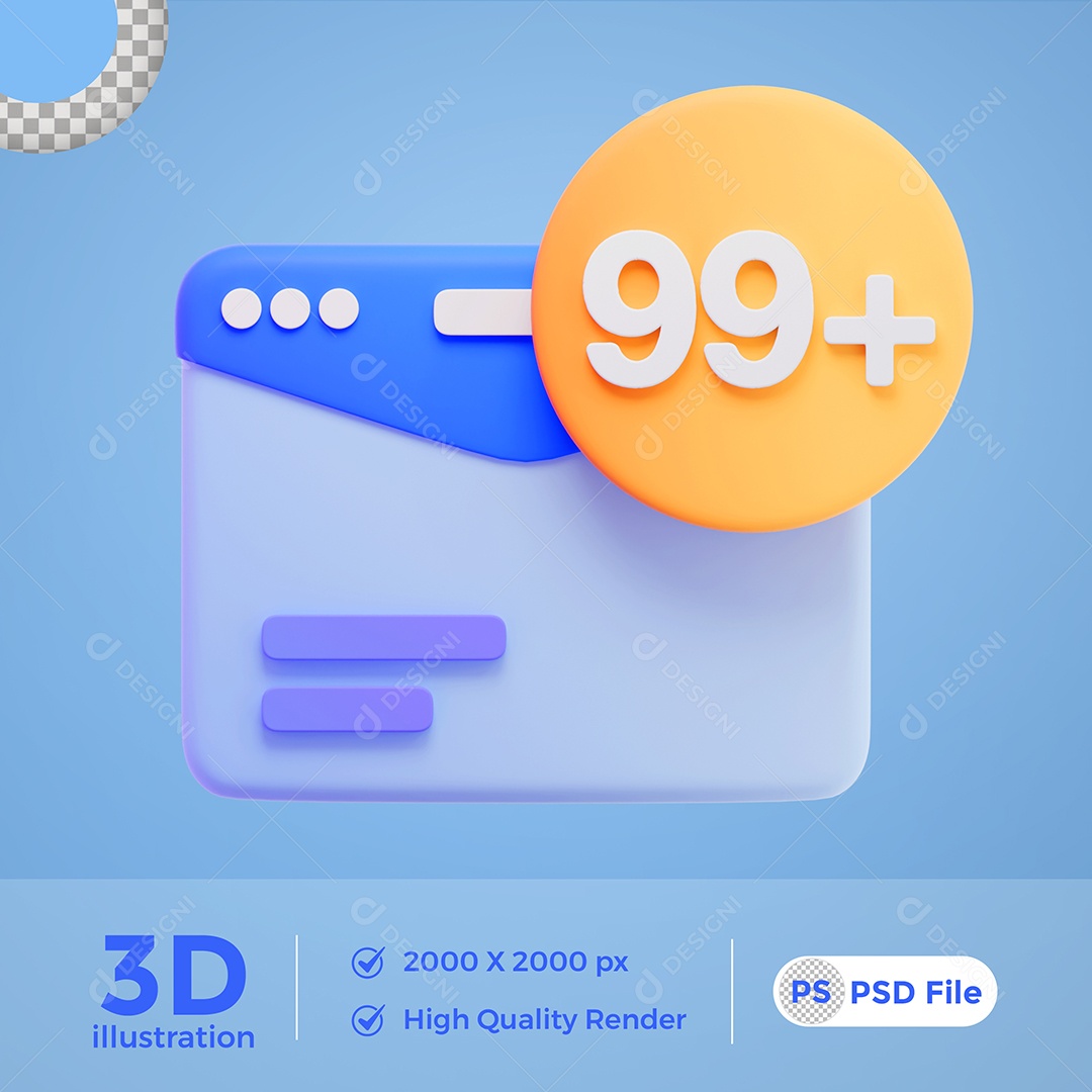 Ilustração 3D Web Mensagens PSD
