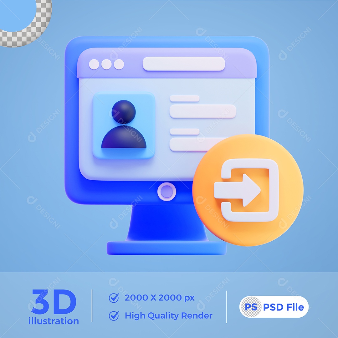 Ilustração 3D Web Contatos PSD