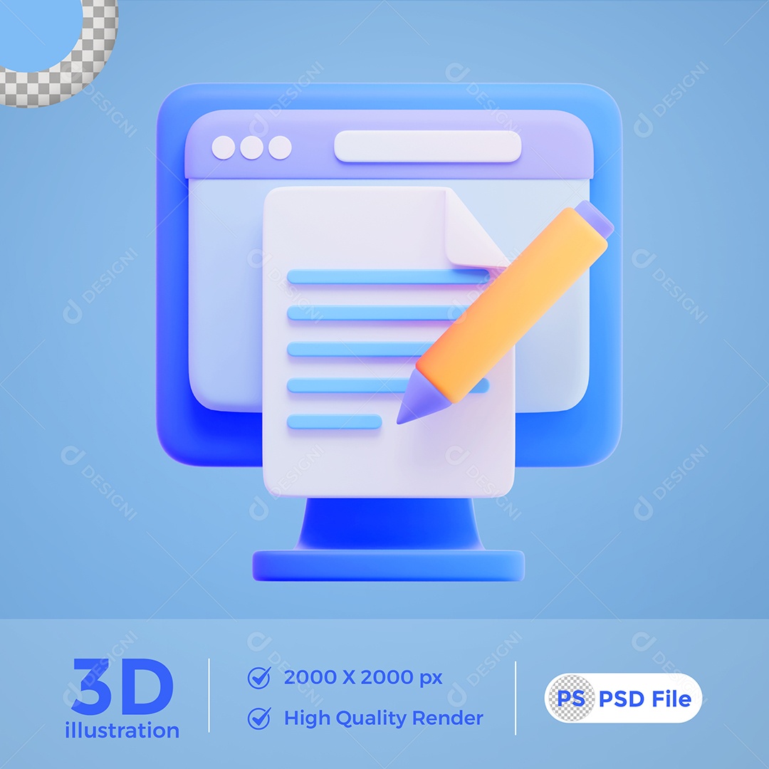 Ilustração 3D Web Anotações PSD