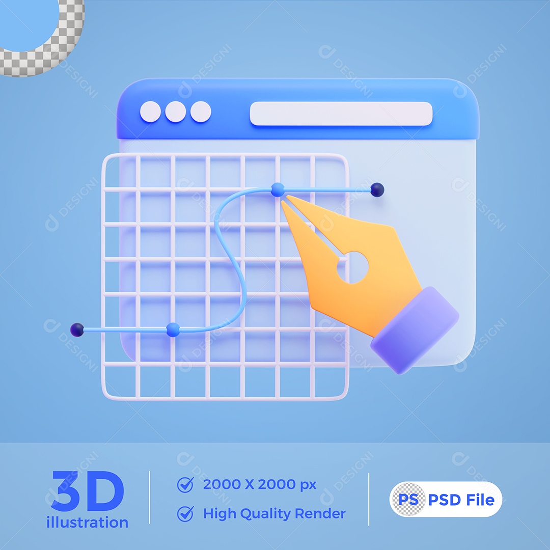 Ilustração 3D Gráfico de Web PSD