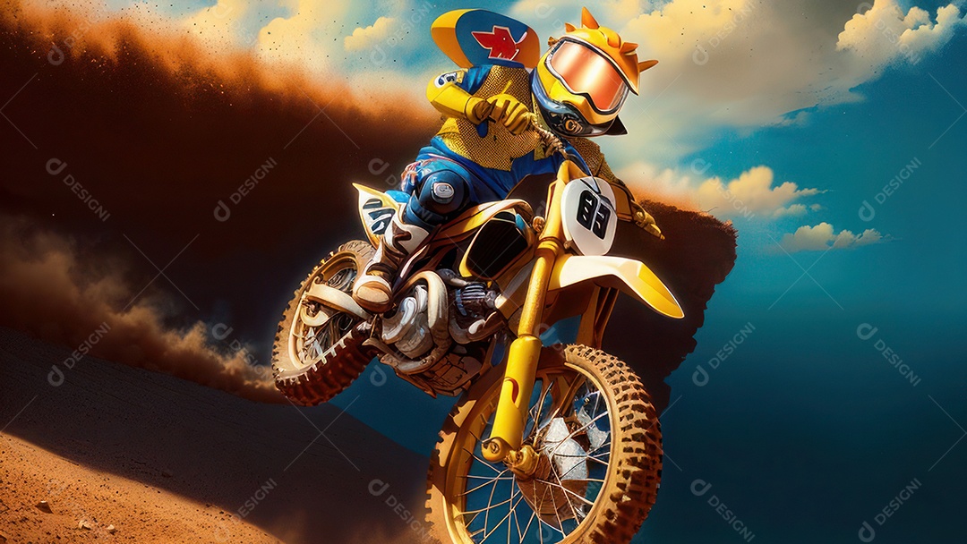 Pessoa jovem pilotando moto de motocross.