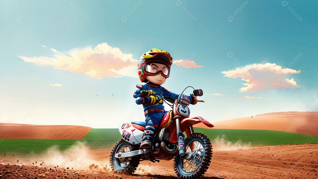 Pessoa jovem pilotando moto de motocross.