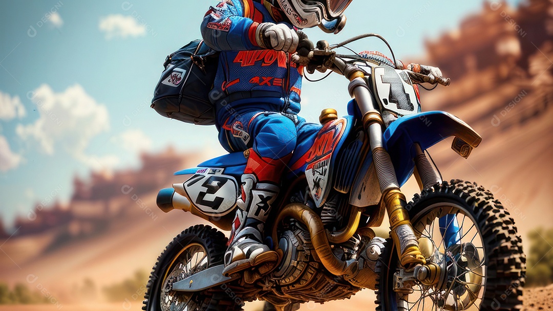 Pessoa jovem pilotando moto de motocross.