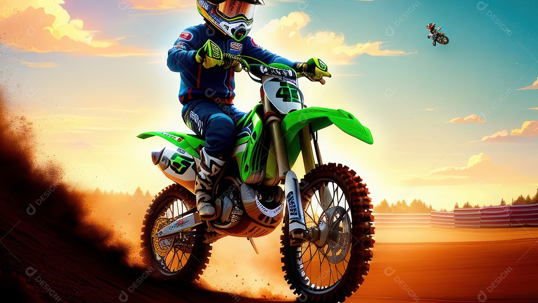 Pessoa jovem pilotando moto de motocross.