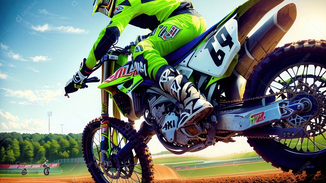 Pessoa jovem pilotando moto de motocross.