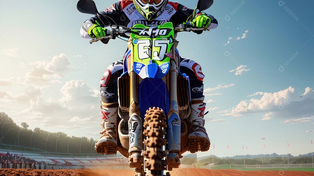 Pessoa jovem pilotando moto de motocross.