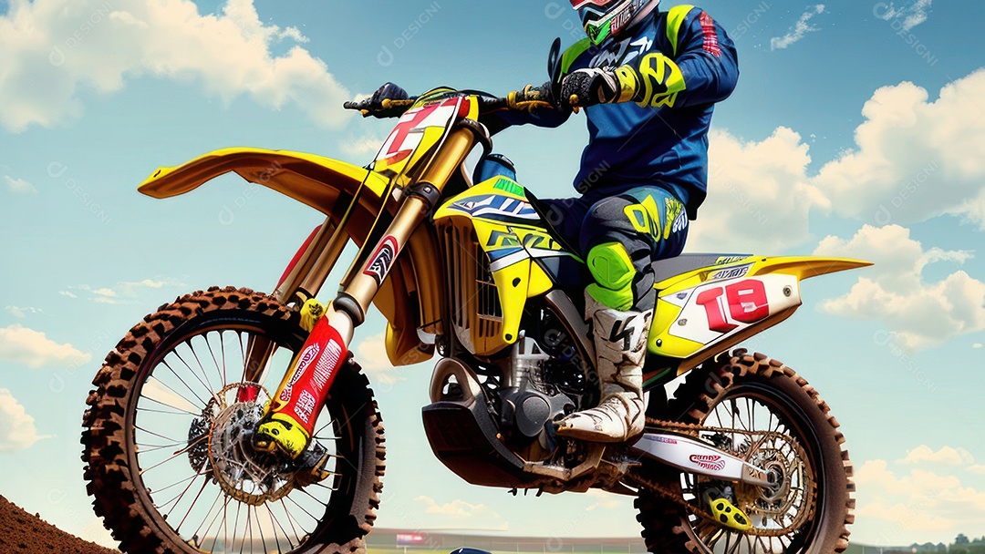 Pessoa jovem pilotando moto de motocross.