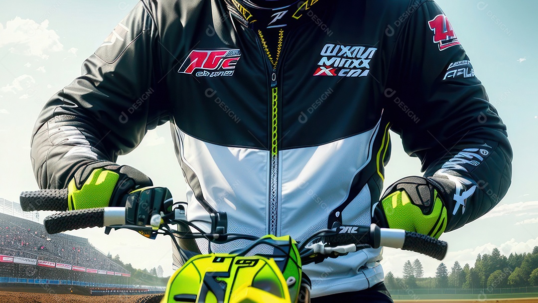 Pessoa jovem pilotando moto de motocross.