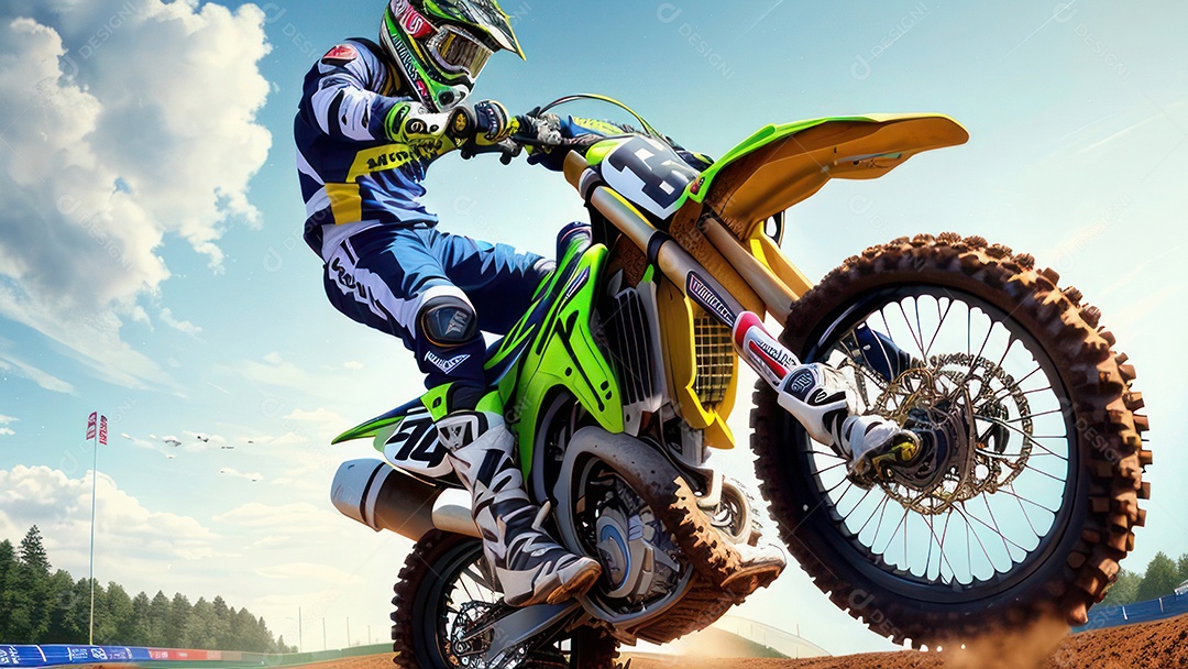 Pessoa jovem pilotando moto de motocross.