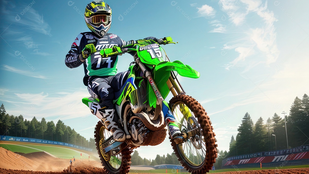 Pessoa jovem pilotando moto de motocross.