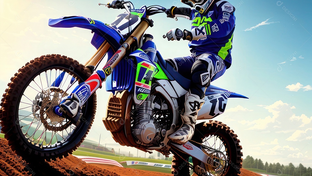 Pessoa jovem pilotando moto de motocross.