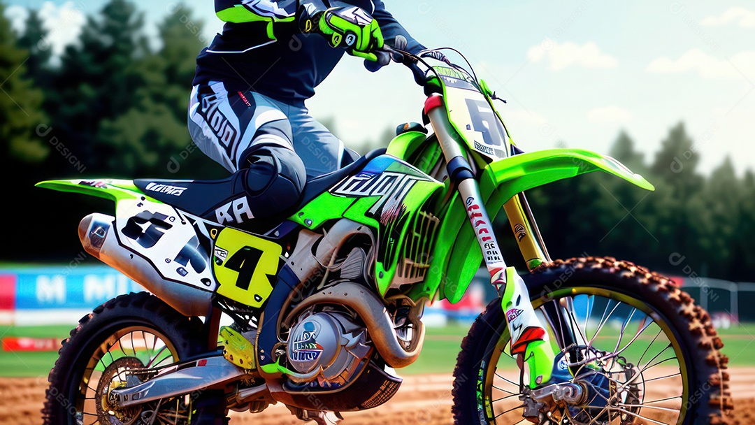 Pessoa jovem pilotando moto de motocross.