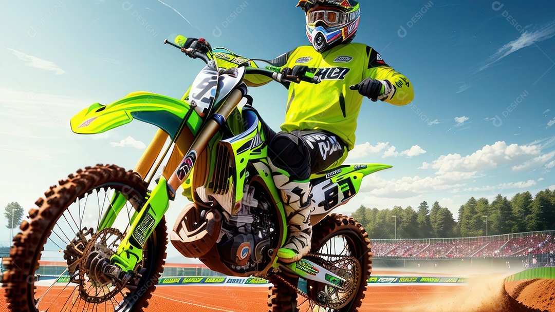 Pessoa jovem pilotando moto de motocross.