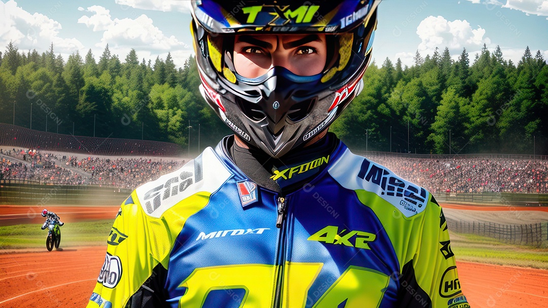 Pessoa jovem pilotando moto de motocross.