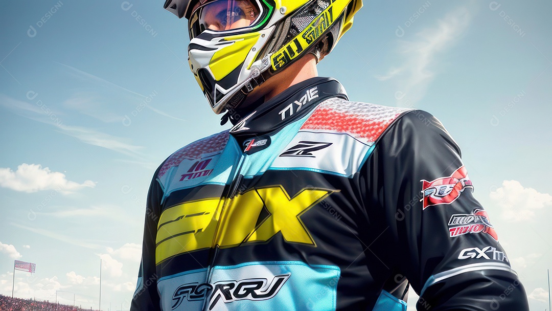 Pessoa jovem pilotando moto de motocross.