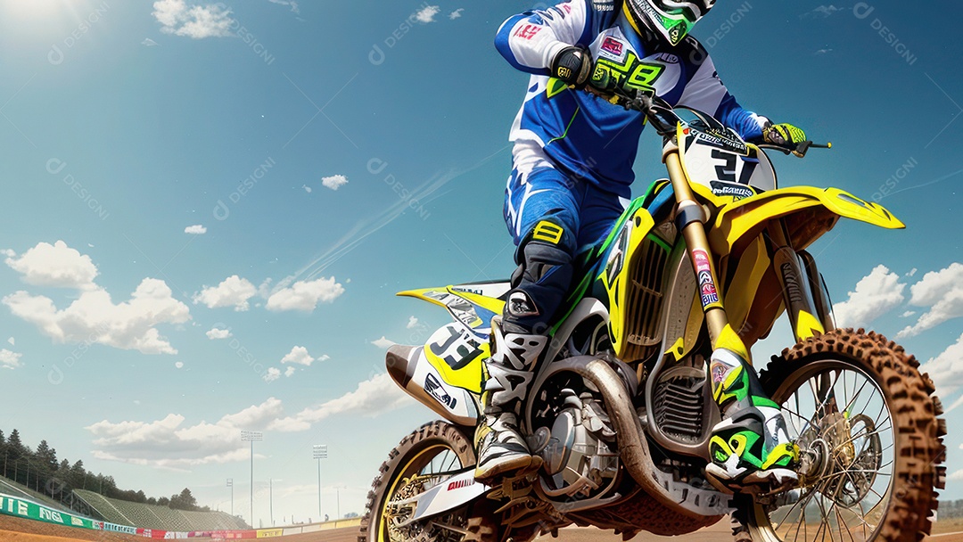 Pessoa jovem pilotando moto de motocross.