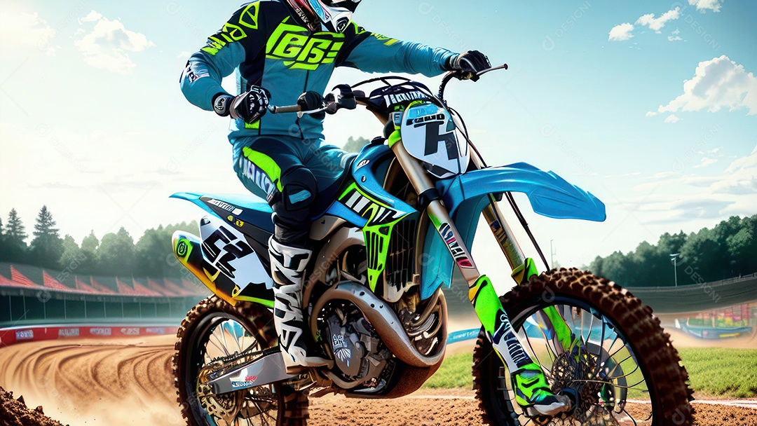 Pessoa jovem pilotando moto de motocross.