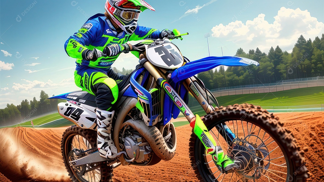 Pessoa jovem pilotando moto de motocross.