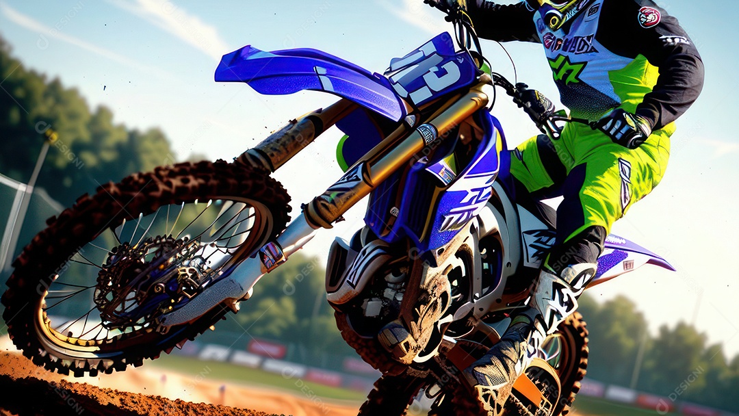 Pessoa jovem pilotando moto de motocross.