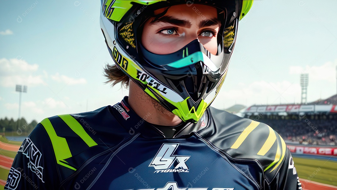 Pessoa jovem pilotando moto de motocross.