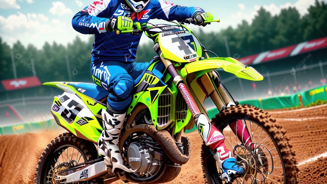 Pessoa jovem pilotando moto de motocross.