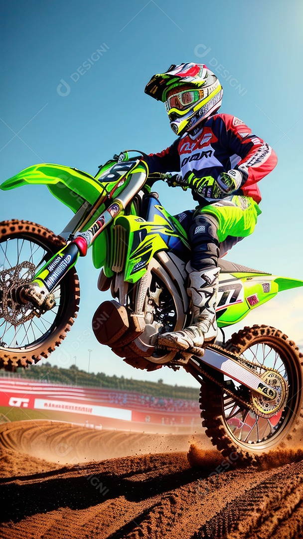 Pessoa jovem pilotando moto de motocross.