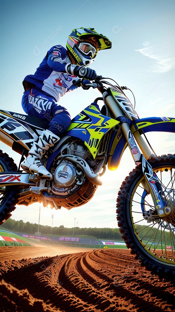 Pessoa jovem pilotando moto de motocross.