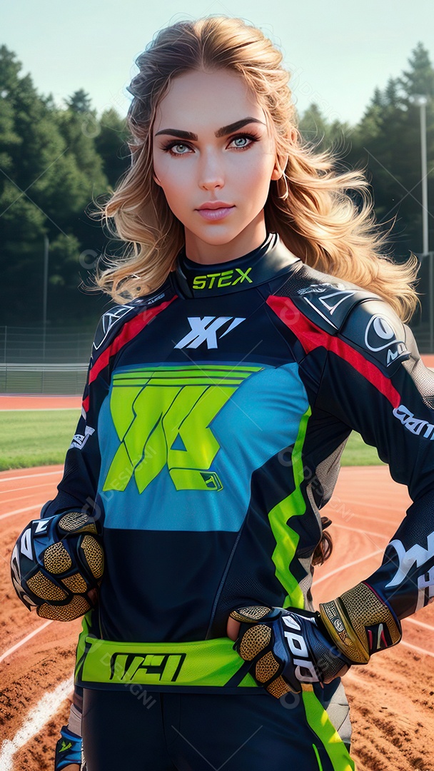 Pessoa jovem pilotando moto de motocross.