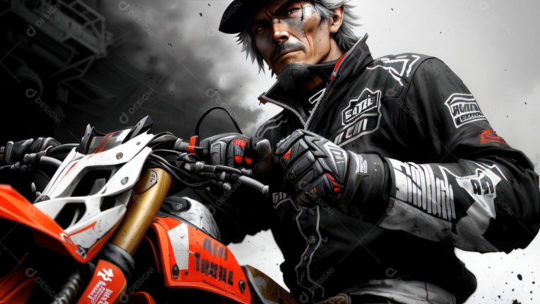 Pessoa jovem pilotando moto de motocross.