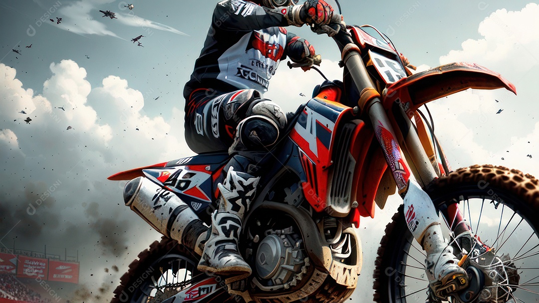 Pessoa jovem pilotando moto de motocross.