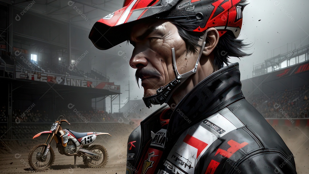 Pessoa jovem pilotando moto de motocross.