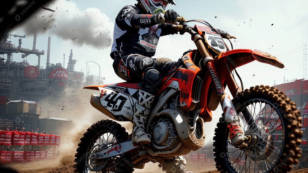 Pessoa jovem pilotando moto de motocross.