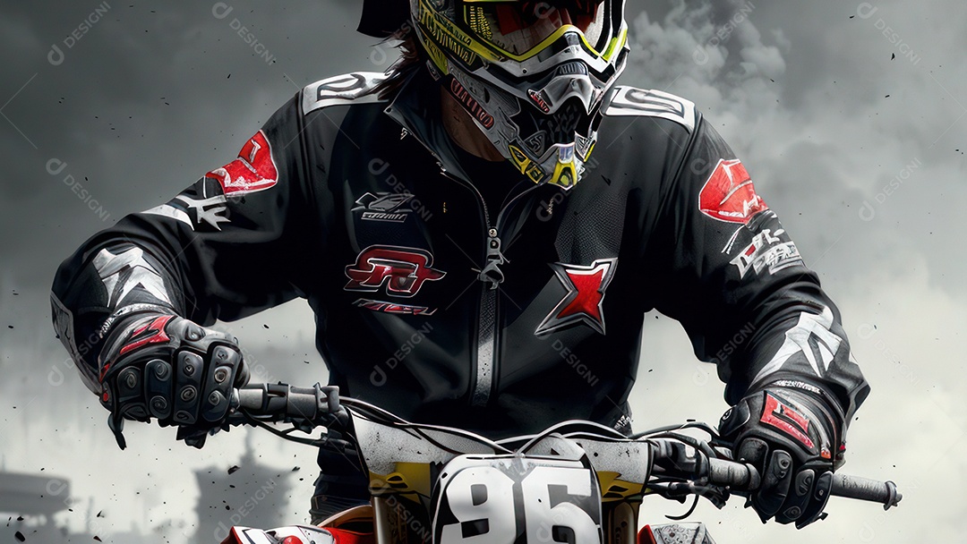 Pessoa jovem pilotando moto de motocross.