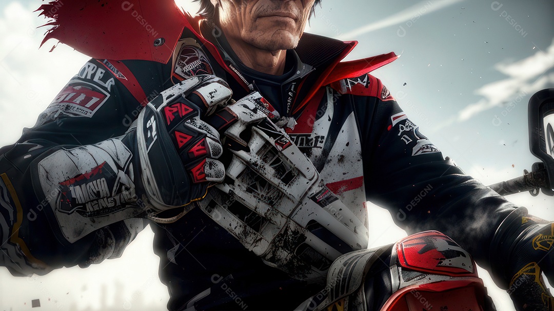 Pessoa jovem pilotando moto de motocross.