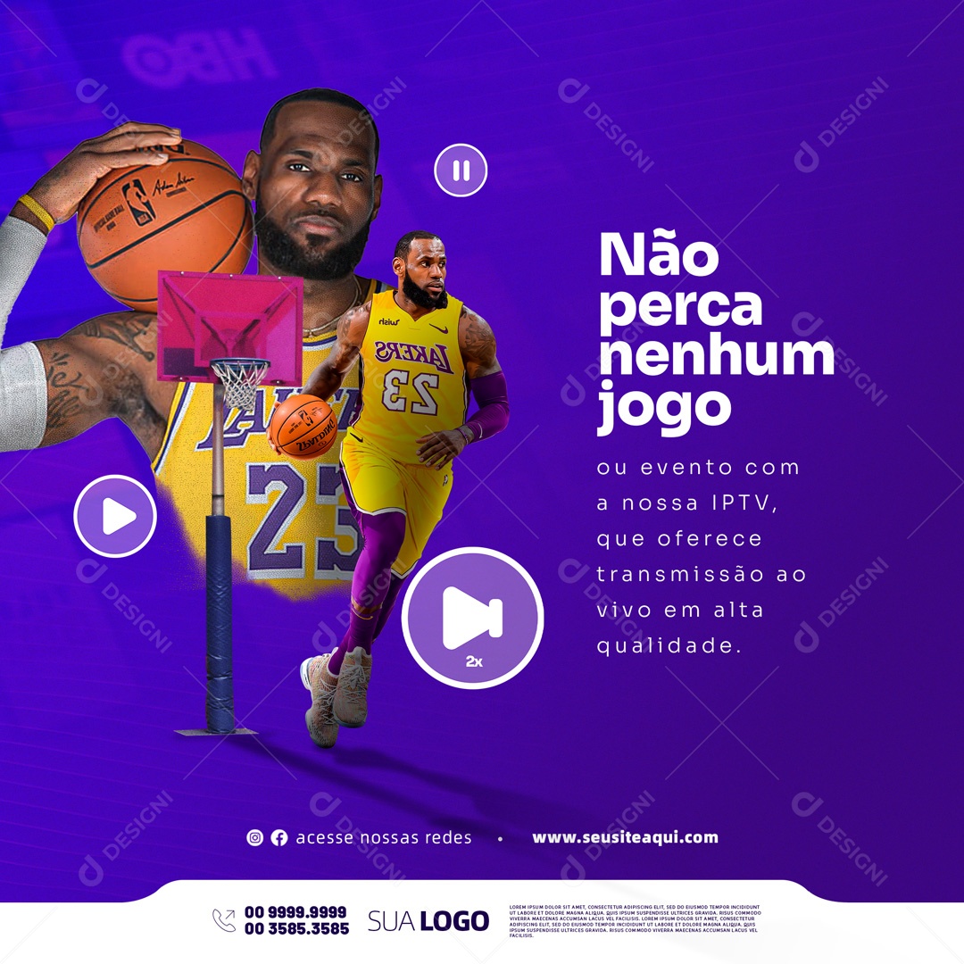 Não Perca Nenhum Jogo IPTV Social Media PSD Editável